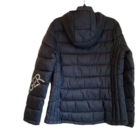 Tommy Hilfiger Womens Hooded Chevron Packable Jacket Logo Size Large L B… - Picture 5 of 14
